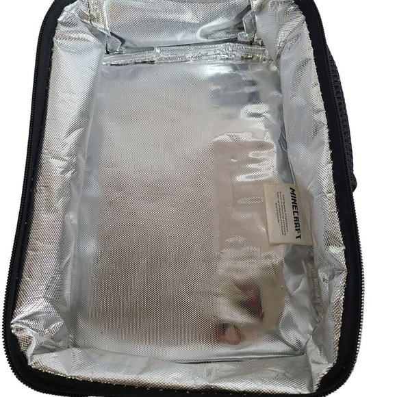 Minecraft Lunch Box Creeper TNT Boys 3 Compartment 10" Plastic Black Insulated - Picture 9 of 13